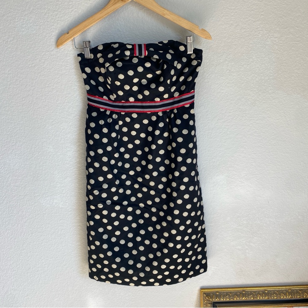 NWT Anthropologie Maeve Black and White Polka Dot Strapless Dress